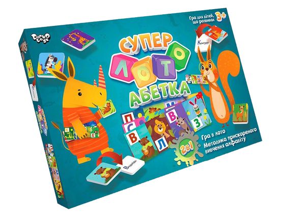 Настільна гра "Суперлото Абетка" СЛА-01U на українській мові. Danko Toys, у коробці (4823102806679)