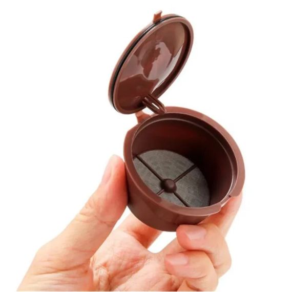 Многоразовая кофейная капсула для Nescafe Dolce Gusto/Nespresso — 1 шт. с фильтром, экологическая. Коричневая. | Зображення 2