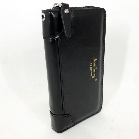 Гаманець шкіряний чоловічий Baellerry leather black, гаманець чоловічий для карток. Колір: чорний | Зображення 4