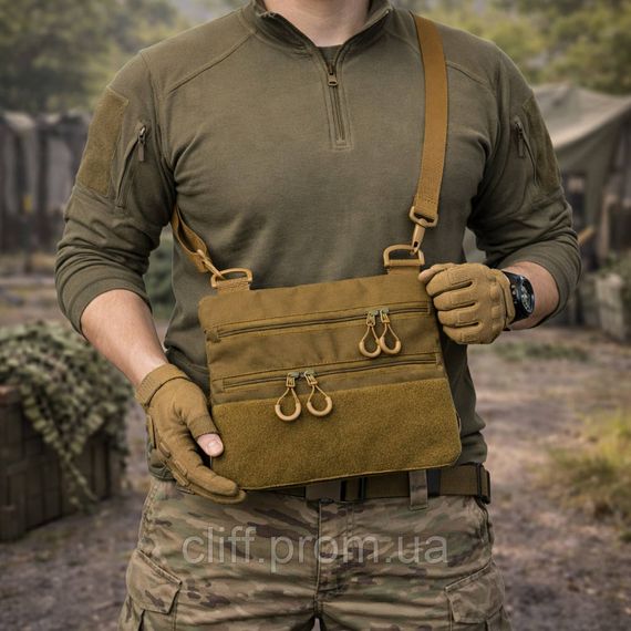 Тактическая сумка через плечо с панелью для патчей Cordura койот | Зображення 9