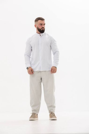 Сорочка чоловіча з льону 31329 XXL біла | Зображення 6