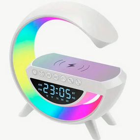 Аккумуляторный RGB ночник BT-3401, часы, беспроводная зарядка, Bluetooth колонка