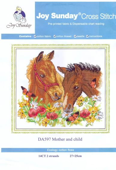 Набір для вишивання за нанесеною на канву схемою  "Mother and child". AIDA 14CT printed 27*25 см | Зображення 1
