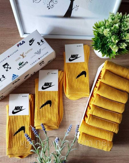 Шкарпетки високі Nike різні кольори, жіночі шкарпетки Найк різнокольорові, спортивні шкарпетки, 36-41 Жовті | Зображення 1