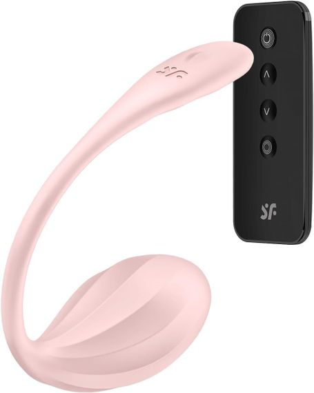 Смарт-віброяйце Satisfyer Ribbed Petal Connect App Rose, керування зі смартфона, пульт ДК | Зображення 1