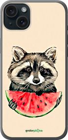 Чохол на iPhone 15 Plus Єнотик з кавуном "4605u-3097-2448"