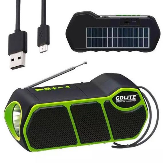 Зарядна станція на сонячній батареї багатофункціональна (ліхтарик, радіо FM, Bluetooth, power bank)
