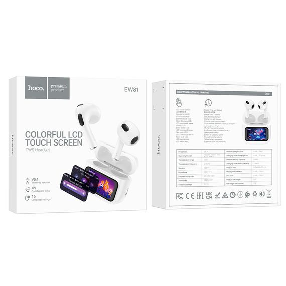 Бездротові TWS навушники Hoco EW81 Elegant with Touch Screen ANC White | Зображення 1