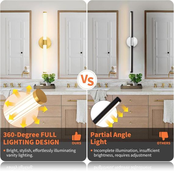 Светильник настенный LED, Бра золотистый 2W, 960 лм, 4000K современное освещение для ванной, спальни, гостиной | Зображення 5