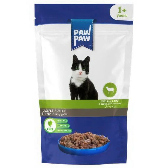 Вологий корм Pawpaw для дорослих котів ЯГНЯ в желе пауч 85г.