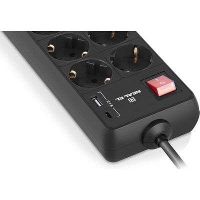 Сетевой фильтр питания REAL-EL RS-PROTECT 805 3m, black (EL122300043) | Зображення 4