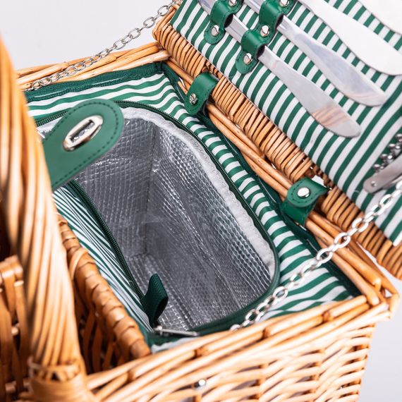 Кошик плетений для пікніка з посудом на 4 персони 48х33х43 см набір посуду туристичний для кемпінгу HP-ZQ-3 | Зображення 3