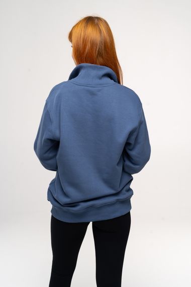 Толстовка жіноча на флісі із коміром на блискавці синього кольору, 3XL | Зображення 1