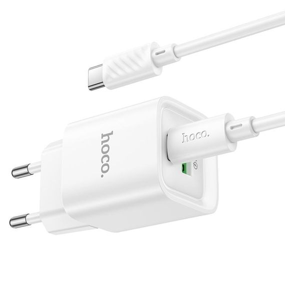 СЗУ Hoco C147A PD20W+QC3.0 (1USB-A/1C) + кабель Type-C to Type-C White | Зображення 4