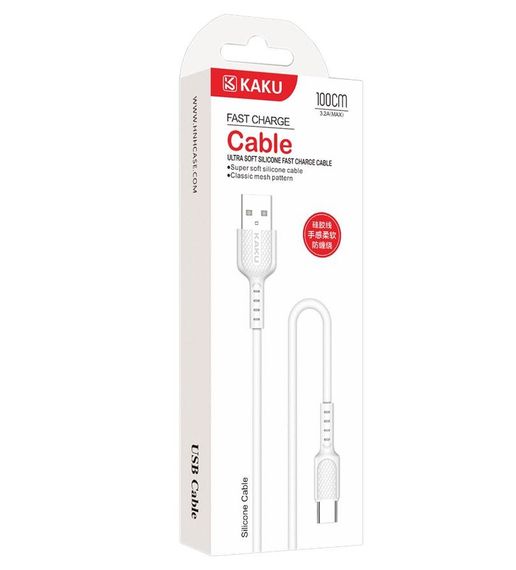 USB кабель Kaku KSC-111 USB Type-C 1m - White | Зображення 3