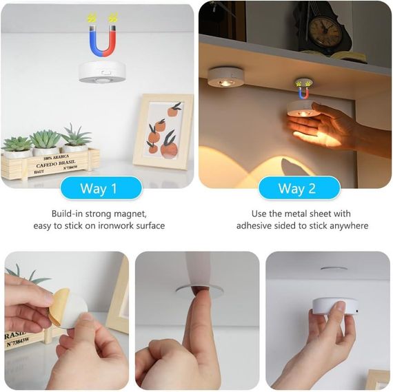 Світлодіодні світильники HOTUT для шаф із пультом — набір із 3 бездротових RGB-ламп | Зображення 4