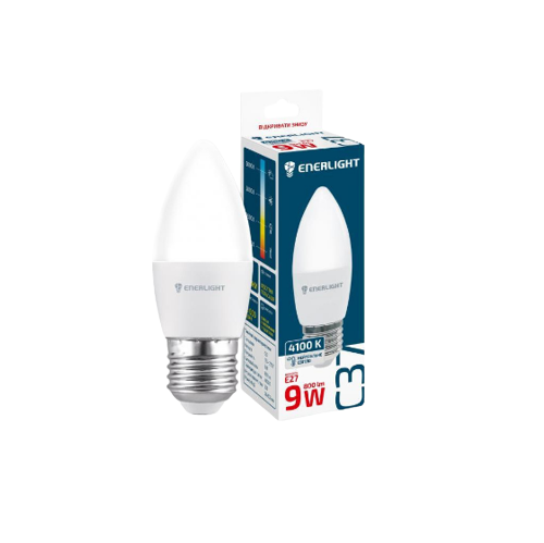 Лампа LED C37 9 Вт E27 4100 К 175-275V Enerlight