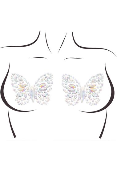 Пэстис-бабочки из кристаллов Leg Avenue Chrysallis nipple sticker Белый One Size