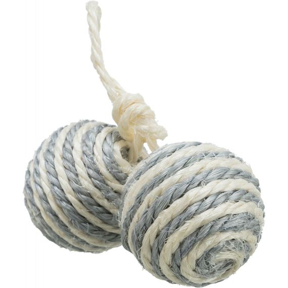 Іграшка Trixie для котів М_ячі з брязкальцем на мотузці сизаль 4,5 см | Зображення 2