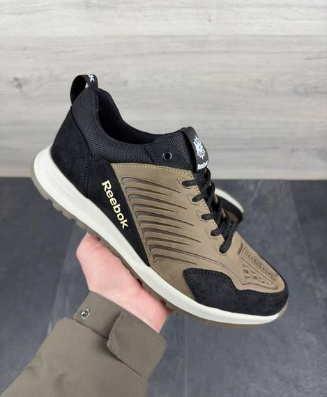 Демісезонні шкіряні кросівки Reebok колір оливковий/чорний | Зображення 4
