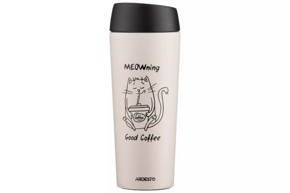 Термокружка Ardesto Сoffee Time Meowning AR-2645-WС 450 мл бежевая | Зображення 3
