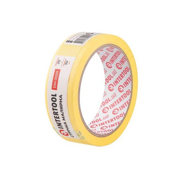 Стрічка малярна 30мм, 20м, жовта INTERTOOL DM-3020