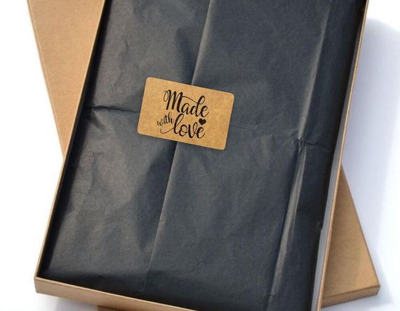 Крафт этикетка с печатью "Made with love" 40x25 мм, 250 шт/рулон, Viskom | Зображення 7