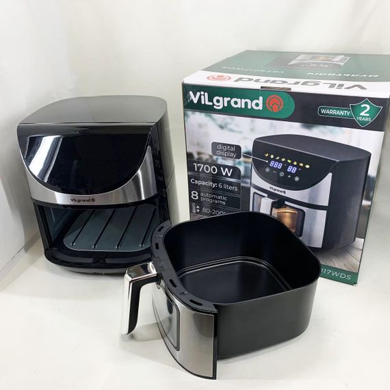 Мощная фритюрница аэрогриль ViLgrand VAF6017WDS 1700 Вт 6 л, Картошка фри без масла AD-90 | Зображення 1