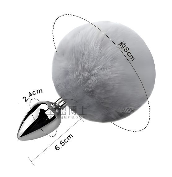 Анальна пробка з хвостом SKN-Z39 Light grey ( розмір XS ) sexstyle | Зображення 2