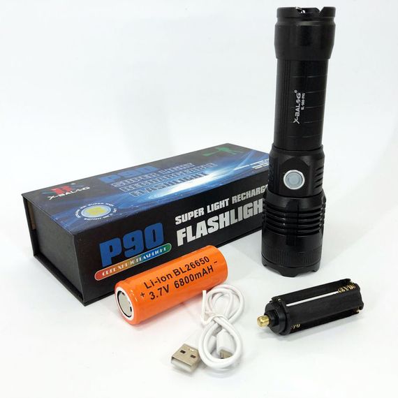 Фонарик с зарядкой от сети X-Balog BL-B88-P90 | Мощный карманный фонарик | Мощный аккумуляторный IO-104 лед фонарик | Зображення 5