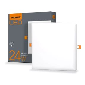 Світильник вбудований LED Videx 24W 4100K безрамковий квадратний VL-DLFS-244