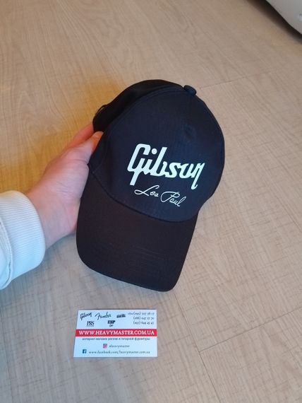 Кепка бейсболка Gibson Les Paul катон чорна з білим логотипом | Зображення 7