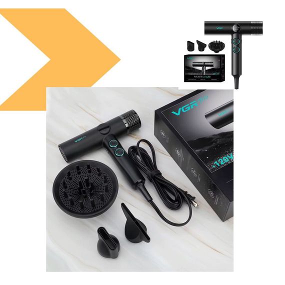 Професійний фен VGR V-469, 4 рівні обдування, 4 рівні температури, 2 насадки, 2400 Вт (47873- V-469_2260) | Зображення 1