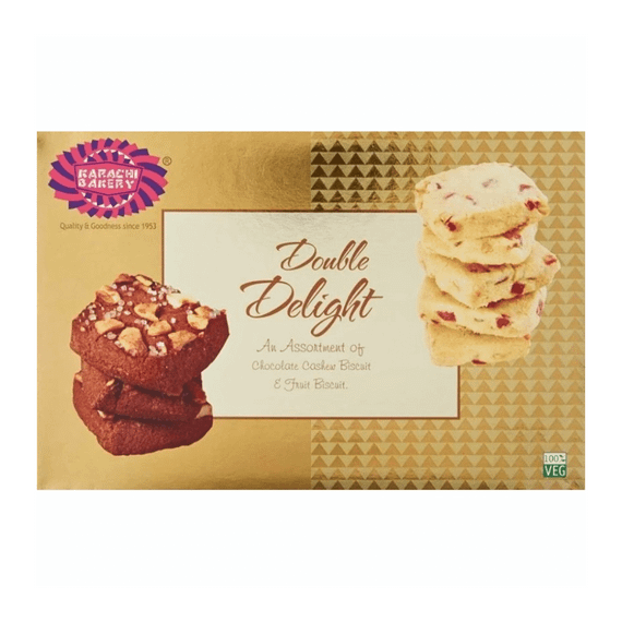 Набір веганського печива Шоколад-кешʼю та фруктове  Vegan Gold Double Delight Biscuits 400г Karachi Bakery 8908004010792