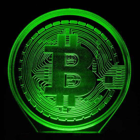 Акриловый светильник-ночник Биткоин зеленый tty-n001123