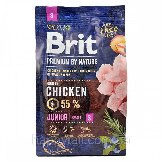 Корм Brit Premium by Nature Junior S для щенков малых пород, курица, 3 кг | Зображення 3