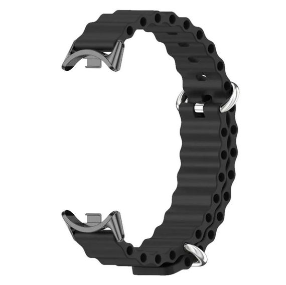 Силіконовий ремінець Mijobs Ocean для фітнес-браслета Xiaomi Smart Band 10 - Black | Зображення 1