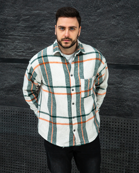 Рубашка байка Топ бело-зеленый S XL