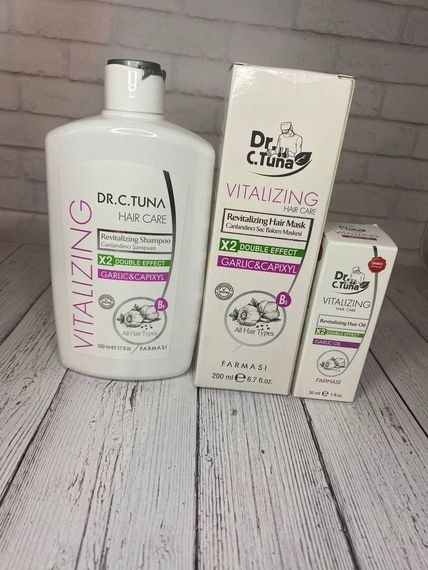 Набор против выпадения и укрепления волос (шампунь, маска, концентрат) Farmasi Vitalizing Dr. C.Tuna | Зображення 3