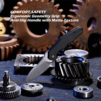 Нож Hightron Mini Ventura, D2, G10, чорний, сталевий stonewash клинок (HK05BLKS) | Зображення 3