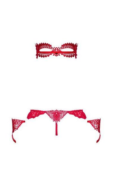 Набор маска+наручники+стринги Obsessive Hetea красный, L/XL sexstyle | Зображення 2
