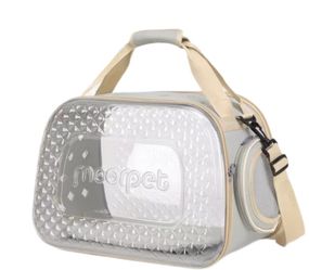 Прозрачная Сумка для Кота до 7 кг Складная Переноска для Перевозки Животных MoorPet Бежевая