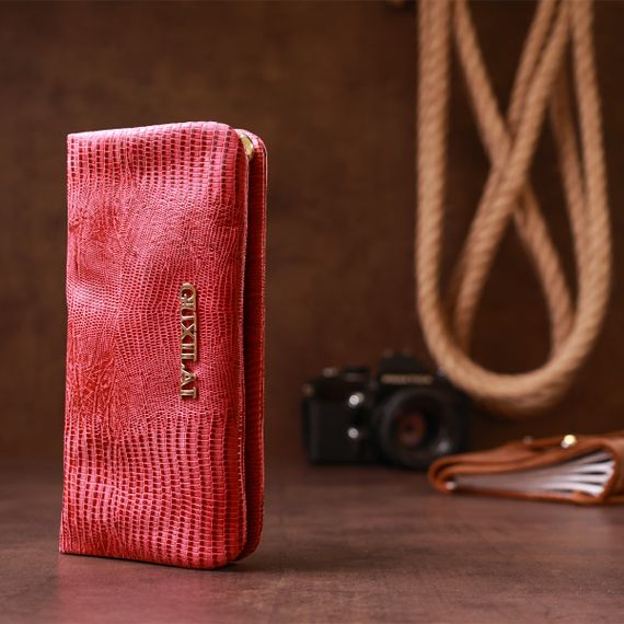 Кошелек женский кожаный с тиснением Guxilai 18967 Красный | Зображення 7