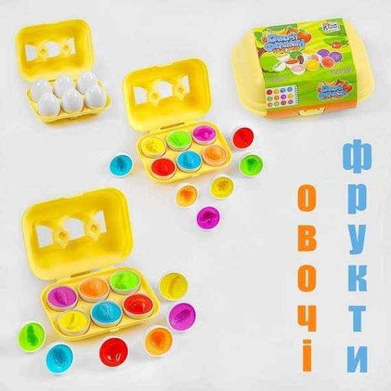 Сортер 3D Яєчний лоток 6шт 4FUN Game Club Овочі та фрукти