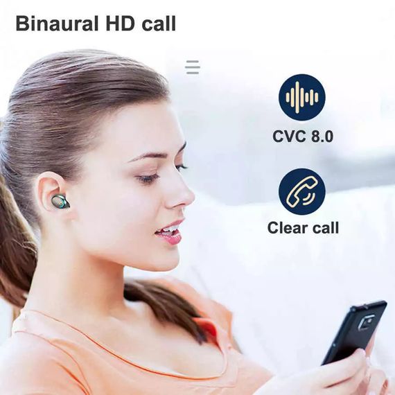 TWS Е6S Бездротові Bluetooth-навушники із шумозаглушенням і мікрофоном, IPX5 водонепроникні. Чорні | Зображення 3