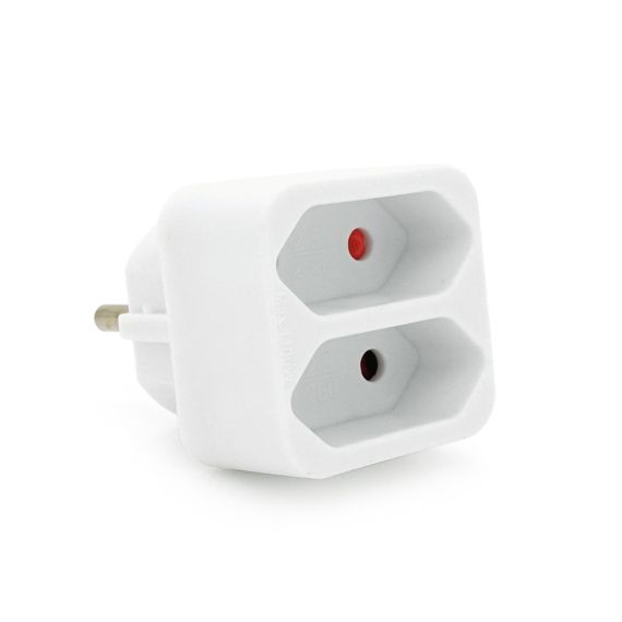 Розетка двійник без заземлення SQ-ZDB01/2, 2x2.5A(10A) 250V~Max, 1100W, White