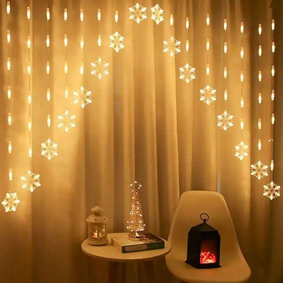 Гірлянда штора від мережі, 3 м, Сніжинки, 200LED, Мультикольорова / Новорічна світлодіодна гірлянда-арка на вікно | Зображення 6
