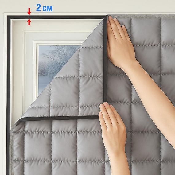 Штора теплозберігаюча (на липучках) Сіра - H 270*120 см | Зображення 9