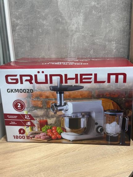 Кухонний комбайн Grunhelm GKM0020 3в1 планетарний міксер блендер 1,5 л  та м'ясорубка чаша 5 л  6 швидкостей 1800 Вт Білий | Зображення 7