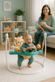 Детский игровой центр Fisher-Price Jumperoo с подсветкой и звуком / Развивающий игровой джемпер Зеленый